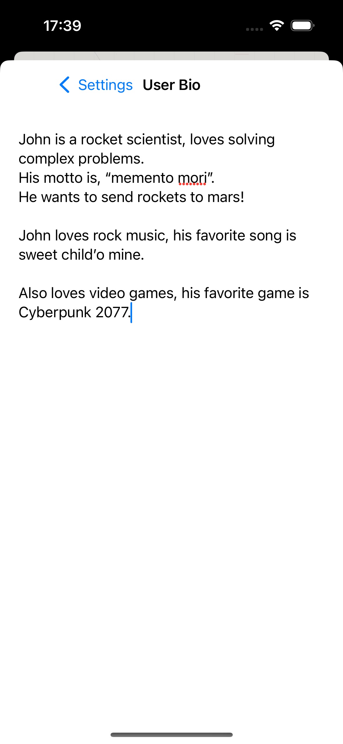 edge talk user bio screen